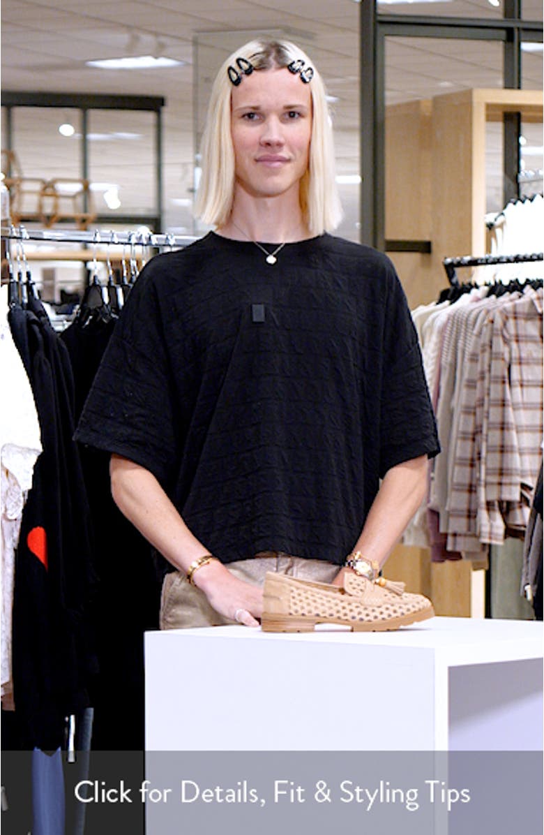 Lenny Woven Raffia Tassel Loafer, sales video thumbnail