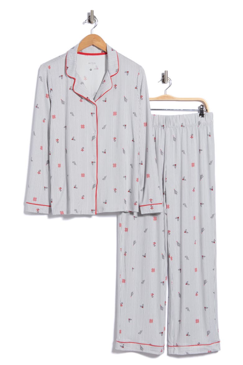 Notch Collar Long Pajamas, Main, color, HOLIDAY ICON STRIPE