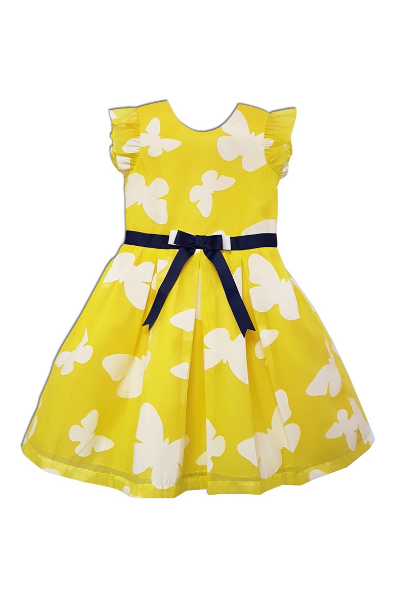 Kids' Butterfly Satin Dress, Main, color, PASTEL YELLOW