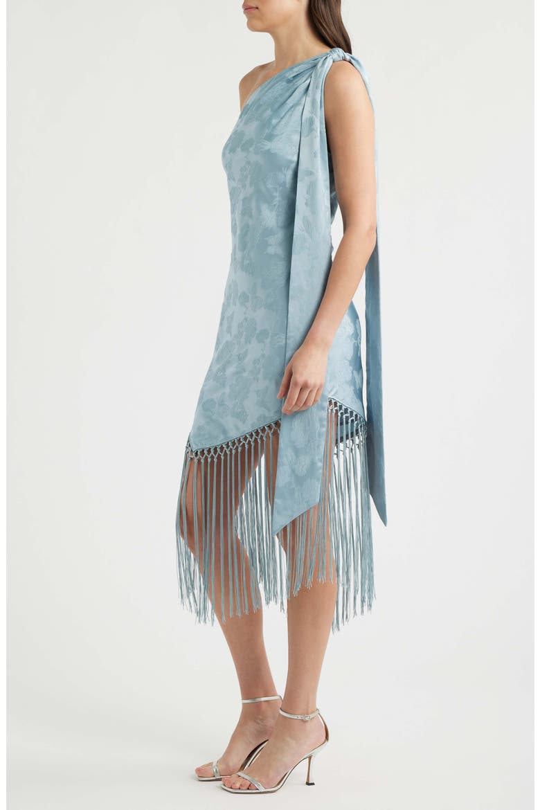 Chrishell Fringe One-Shoulder Dress, Alternate, color, POWDER BLUE