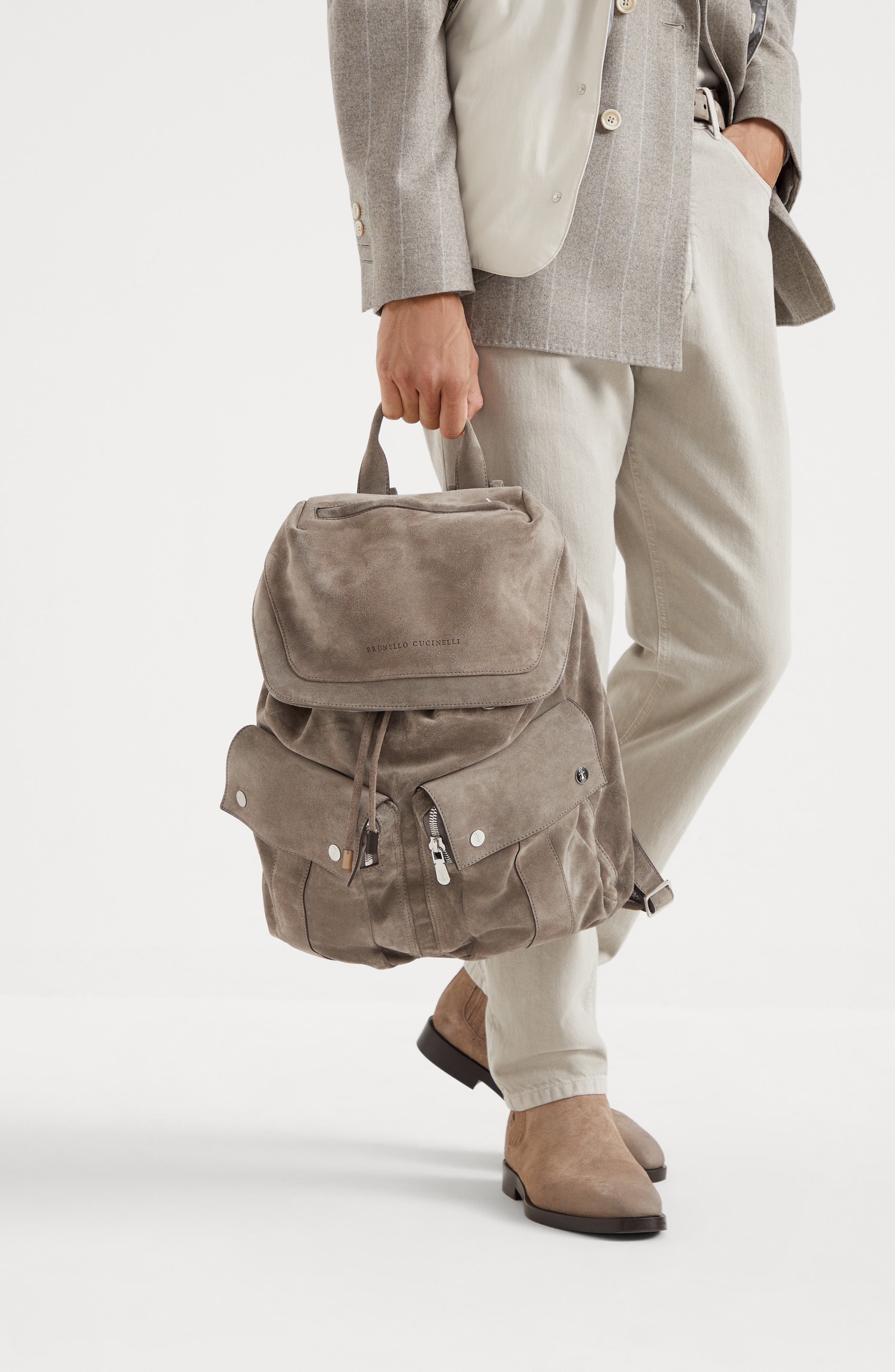 Brunello Cucinelli Suede leisure backpack, Alternate, color, 