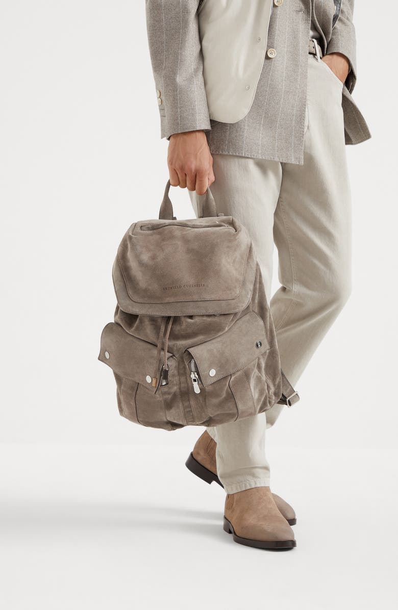Brunello Cucinelli Suede leisure backpack, Alternate, color,