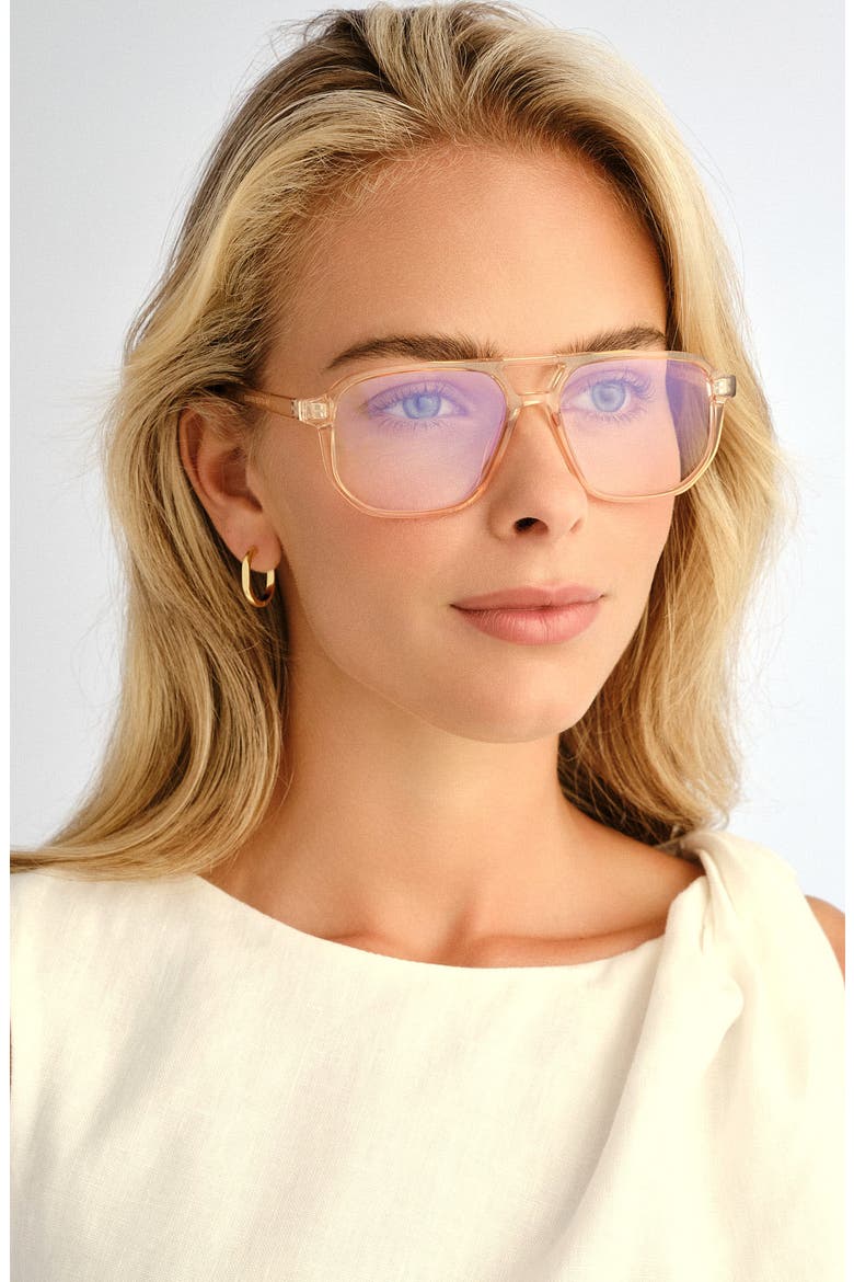 The Atticus 53mm Aviator Blue Light Blocking Reading Glasses, Alternate, color, CRYSTAL SAND