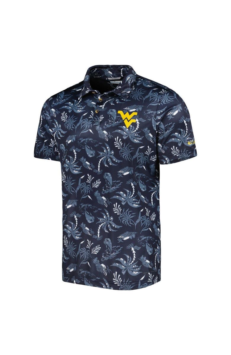Columbia Men's Columbia Navy West Virginia Mountaineers Super Terminal Tackle Omni-Shade Polo, Alternate, color, 