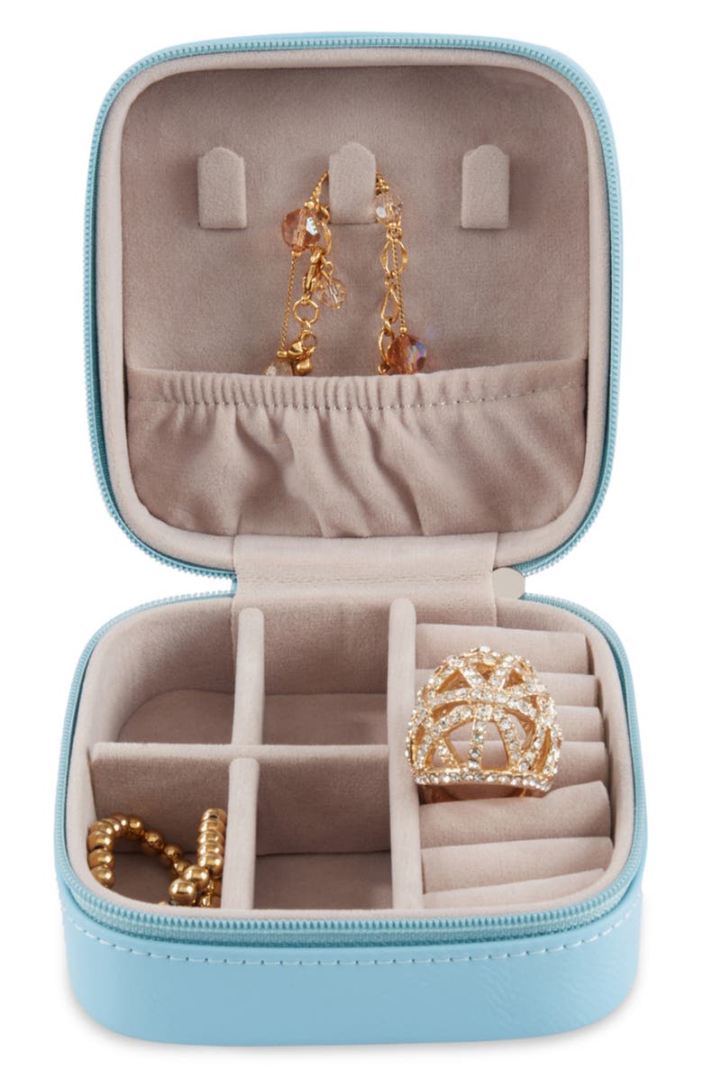 Bey-Berk Small Leather Travel Jewelry Case, Alternate, color, Blue