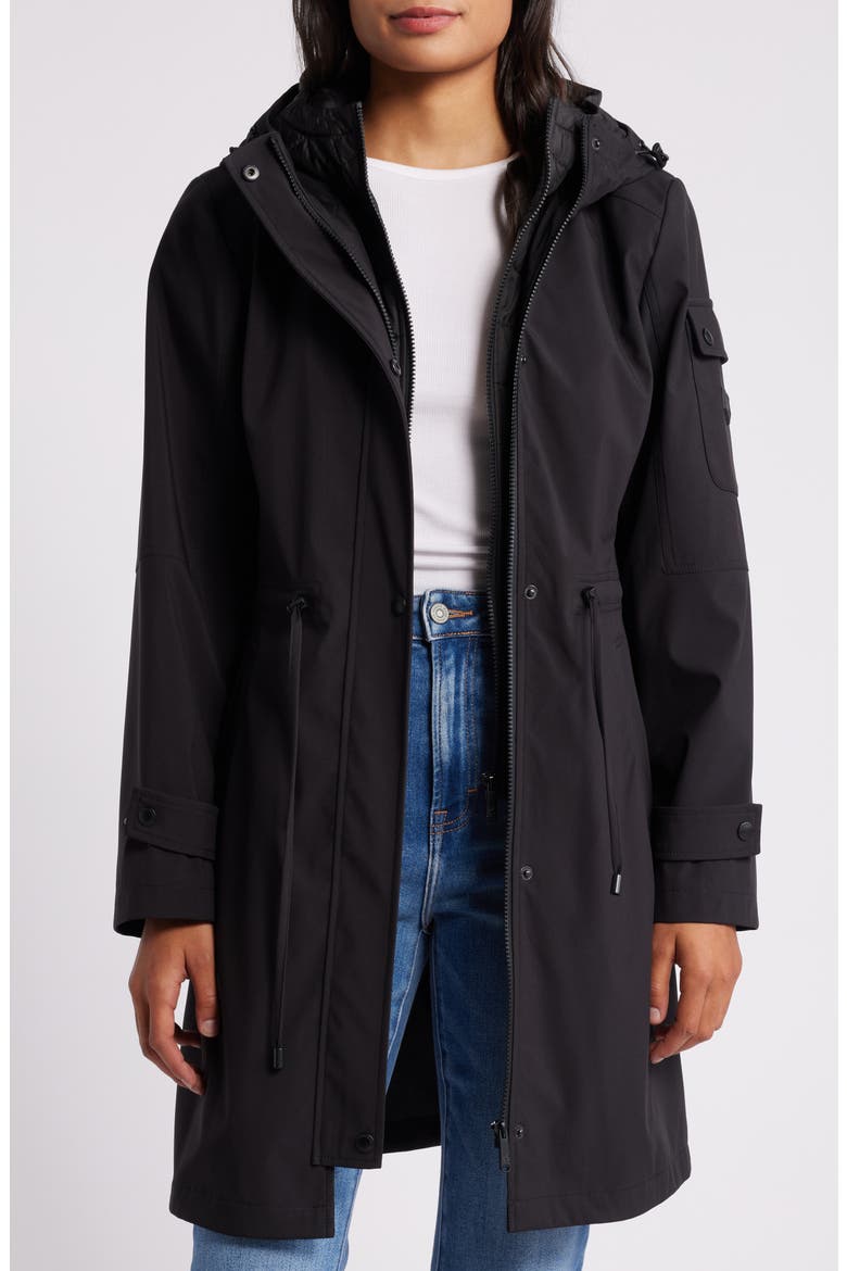 Hooded Longline Parka, Alternate, color, BLACK