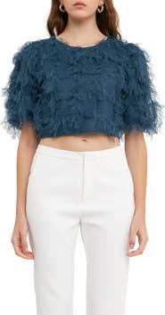 Endless Rose Gridded Tulle Crop Top