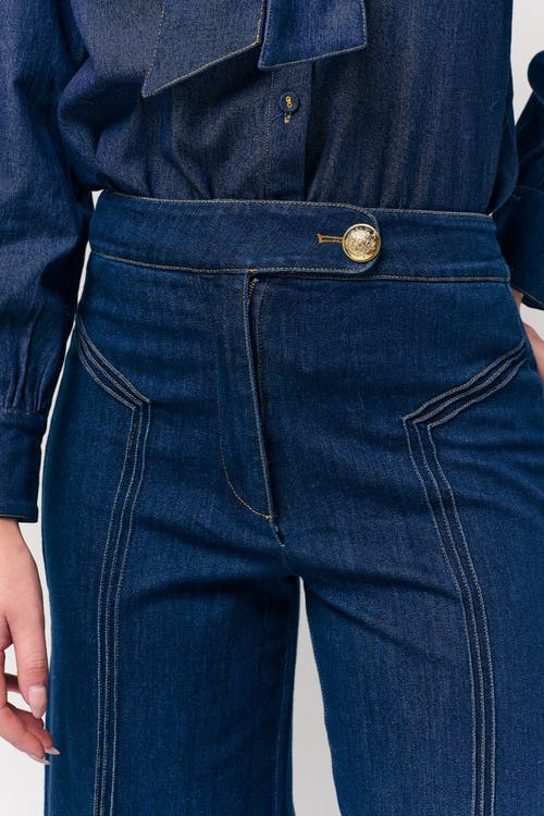 Le Fafo High Waisted Wide Leg Jeans In Blue