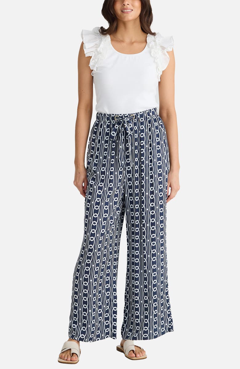 Brave+True Astrid Print Wide Leg Pants, Alternate, color, Navy Links