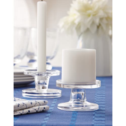 Tag Bobbin Reversible Glass Candle Holders For Everyday Use In Transparent