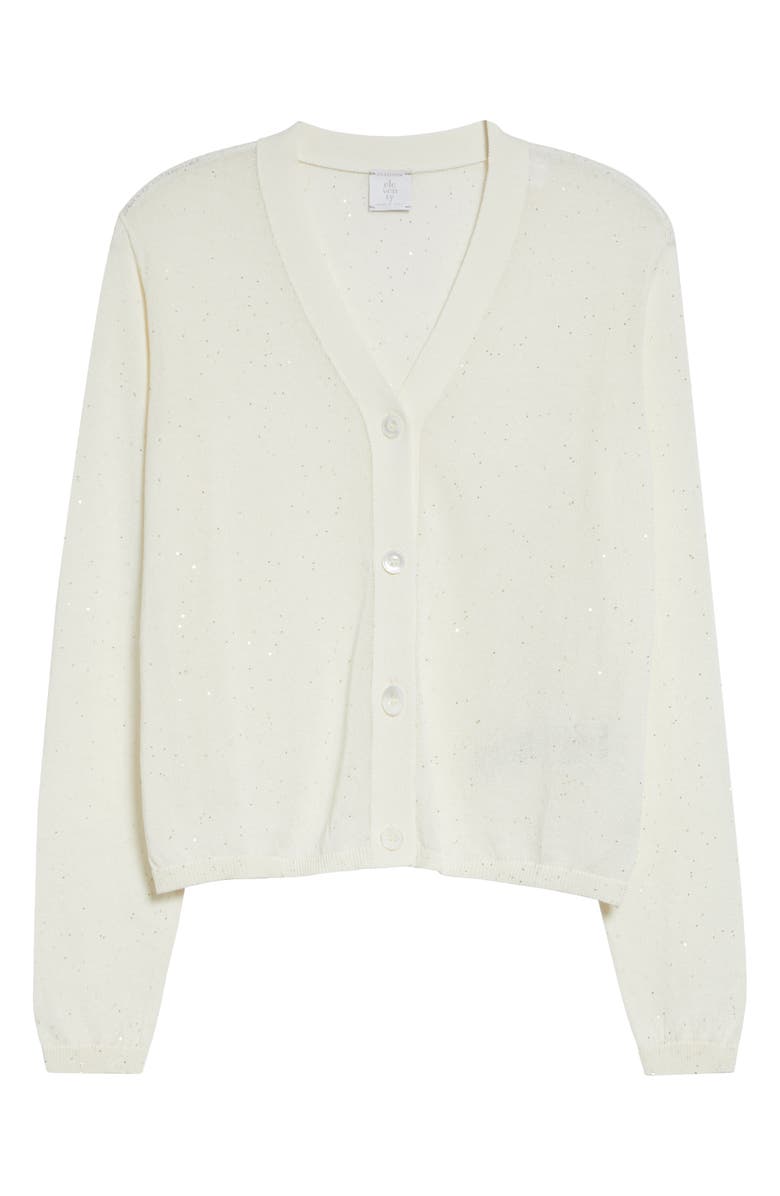 Eleventy Micro Sequin Silk & Cotton Cardigan, Main, color, 00 Ivory