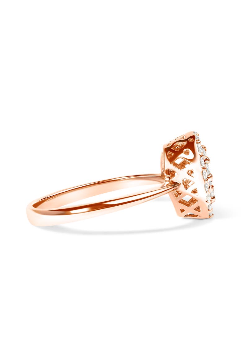 10K Rose Gold 3/8 Cttw Round-Cut Diamond Pear Halo Promise Ring, Alternate, color, Rose Gold