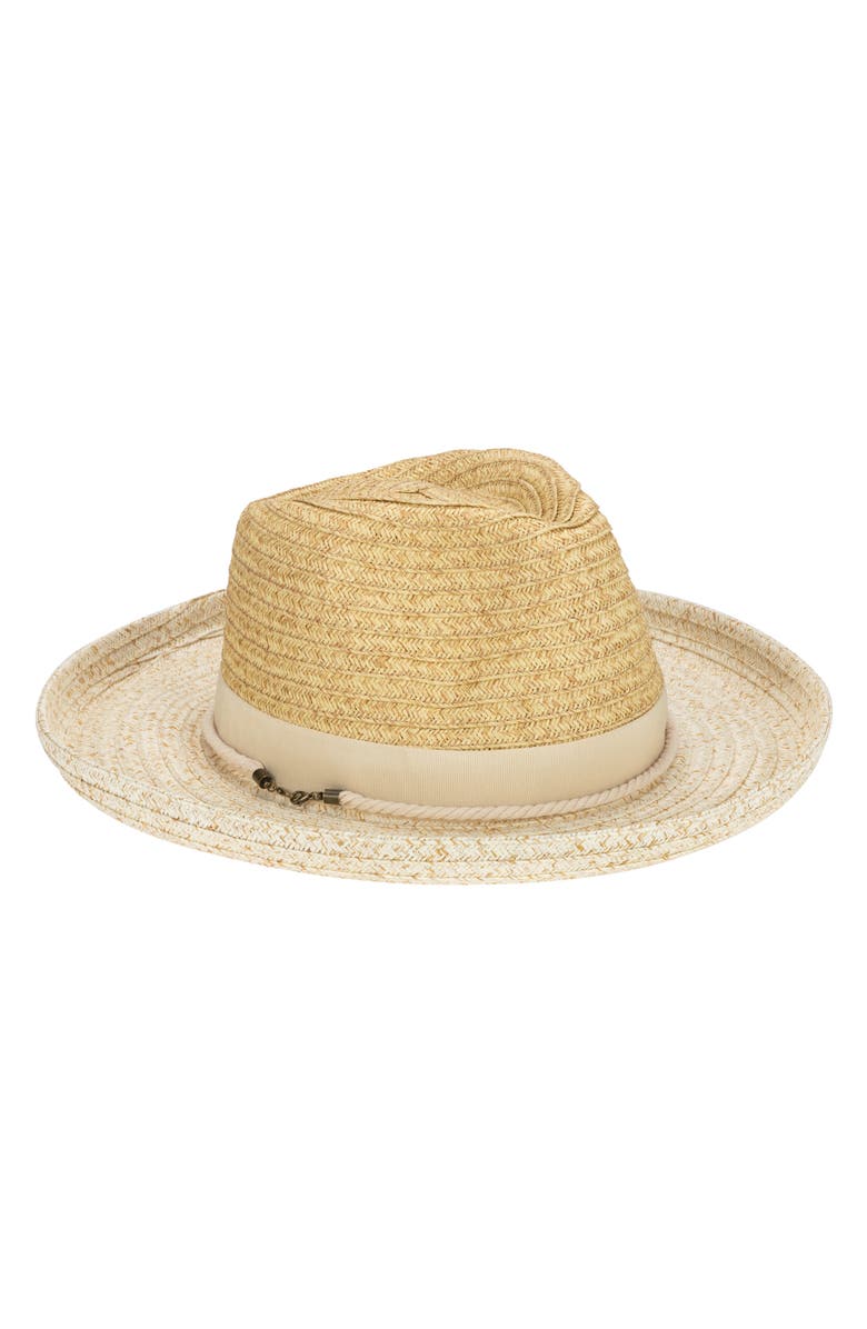 San Diego Hat Ultrabraid Two-Tone Raffia Rolled Brim Fedora, Main, color,