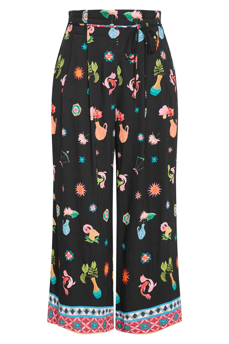 Selena Print Wide Leg Pants, Alternate, color, LA MONT BLK