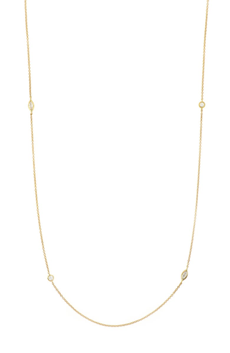 Bony Levy 18K Gold Diamond Station Necklace, Main, color, 