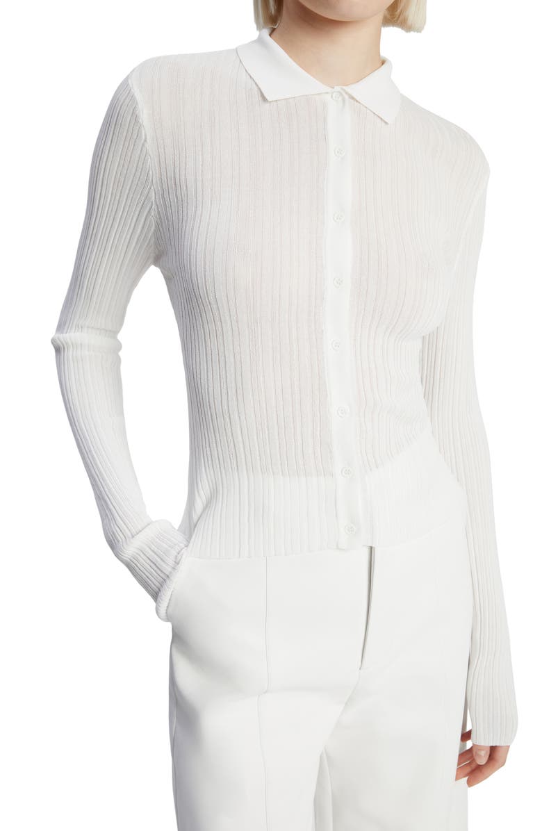 Bardot Ayda Long Sleeve Rib Top, Alternate, color, Orchid White