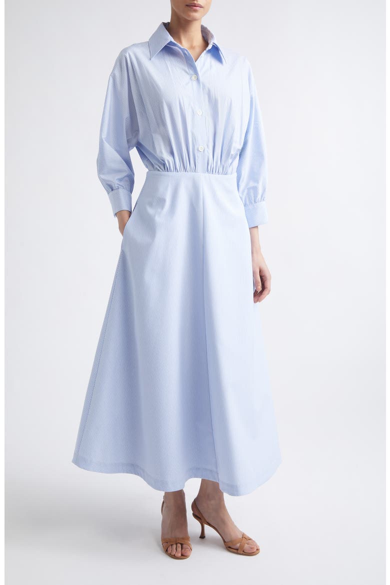 Eleanor Stripe Cotton Poplin Shirtdress, Main, color, CORNFLOWER STRIPE