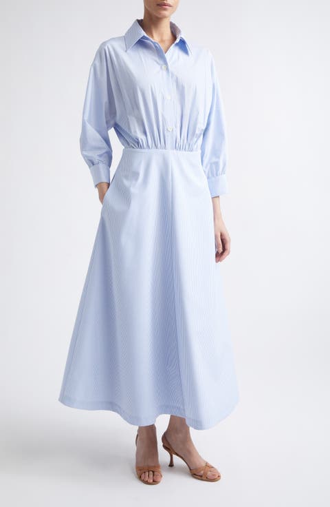 Eleanor Stripe Cotton Poplin Shirtdress