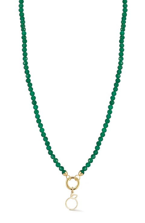 14K Yellow Gold Fruit Charm Beaded Necklace