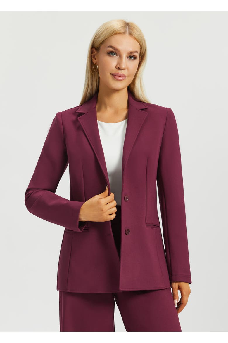 Classic Blazer Stretch Ponte, Main, color, Burgundy