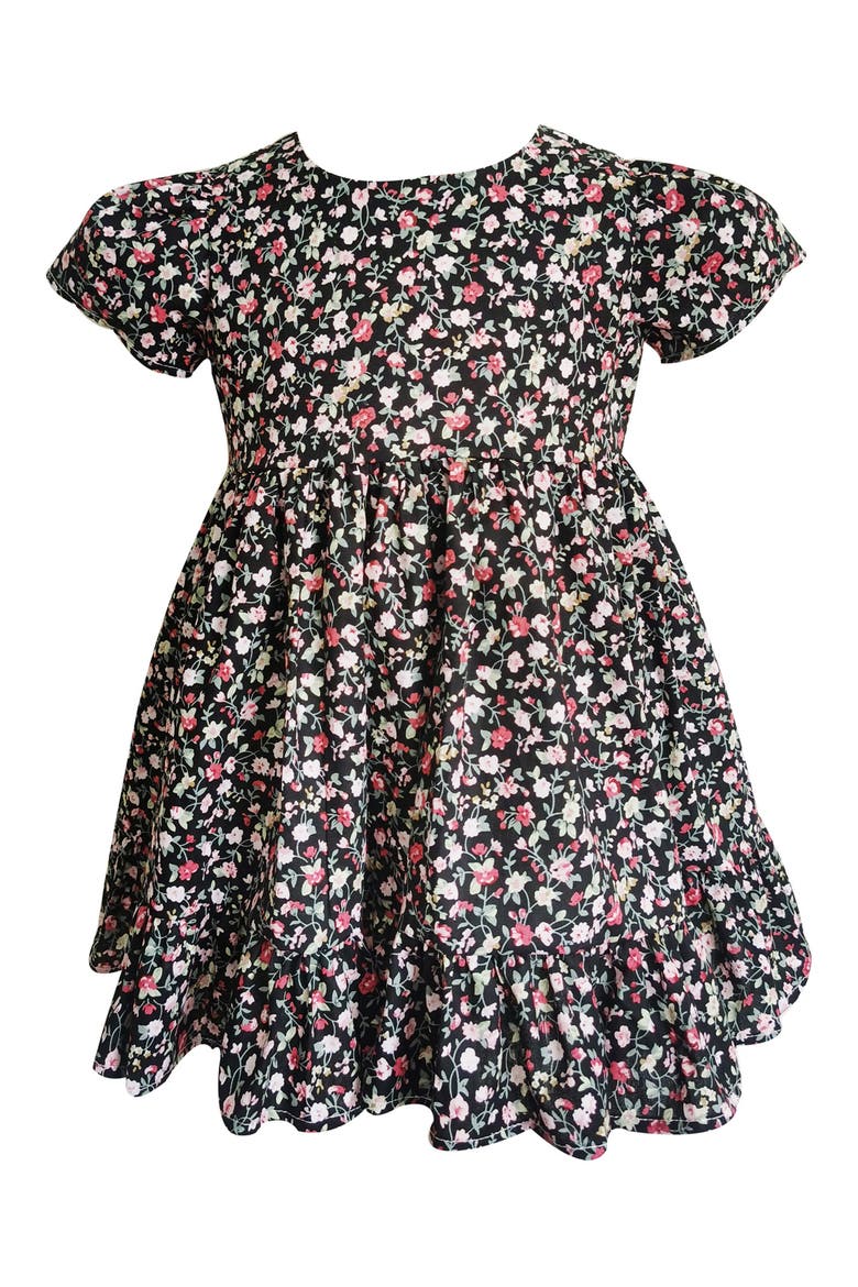 Floral Print Dress, Main, color, BLACK