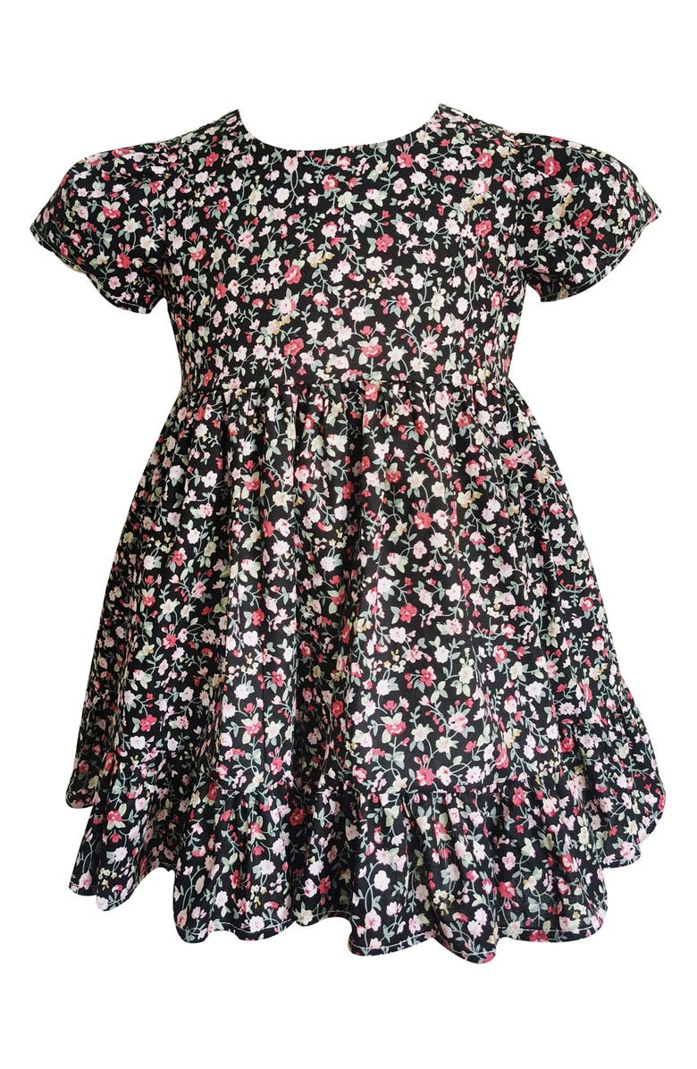 Popatu Floral Print Dress, Main, color, Black