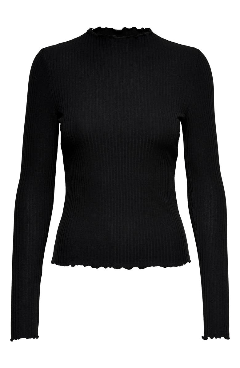 Only Emma Funnel Neck Ribbed Sweater, Alternate, color, Black