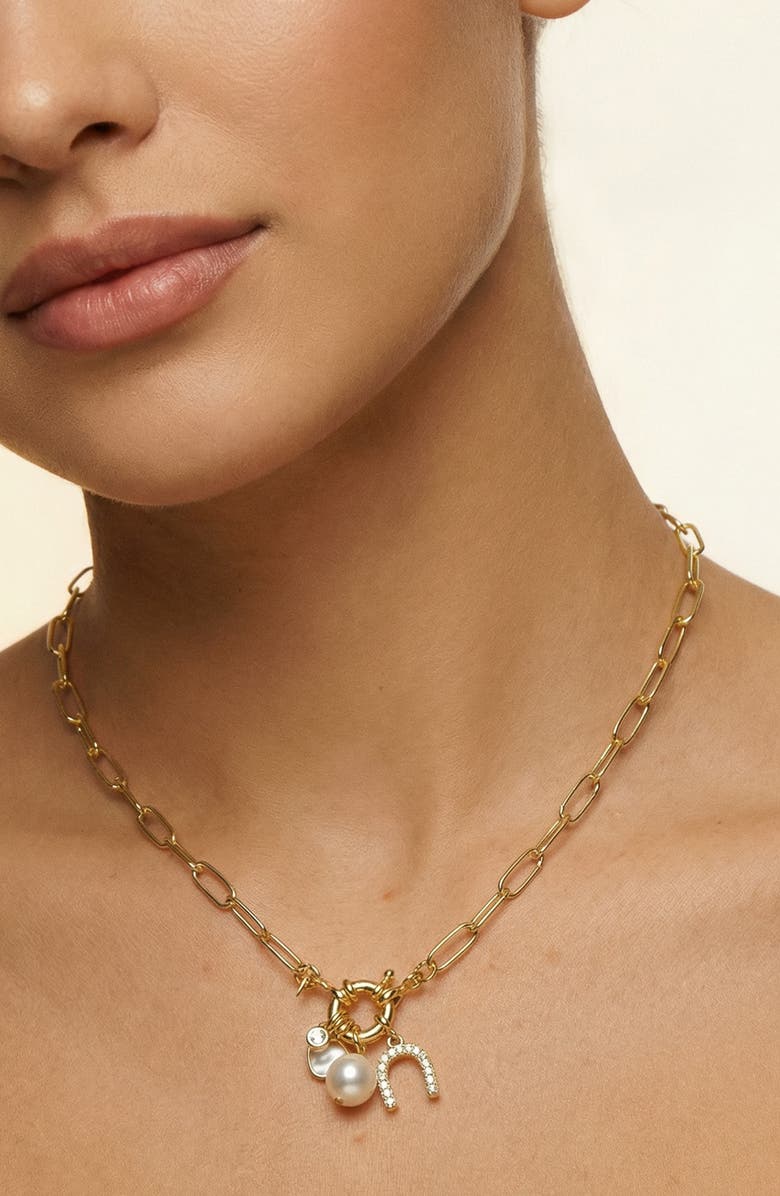 ARGENTO VIVO Paperclip Charm Necklace, Alternate, color, Gold