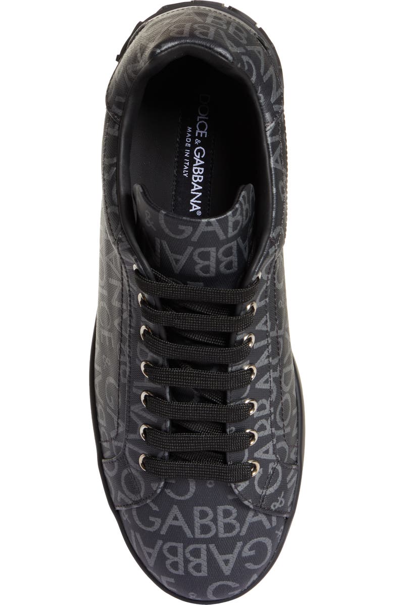 Dolce&Gabbana Portofino Logo Jacquard Sneaker, Alternate, color, Black/ Grey