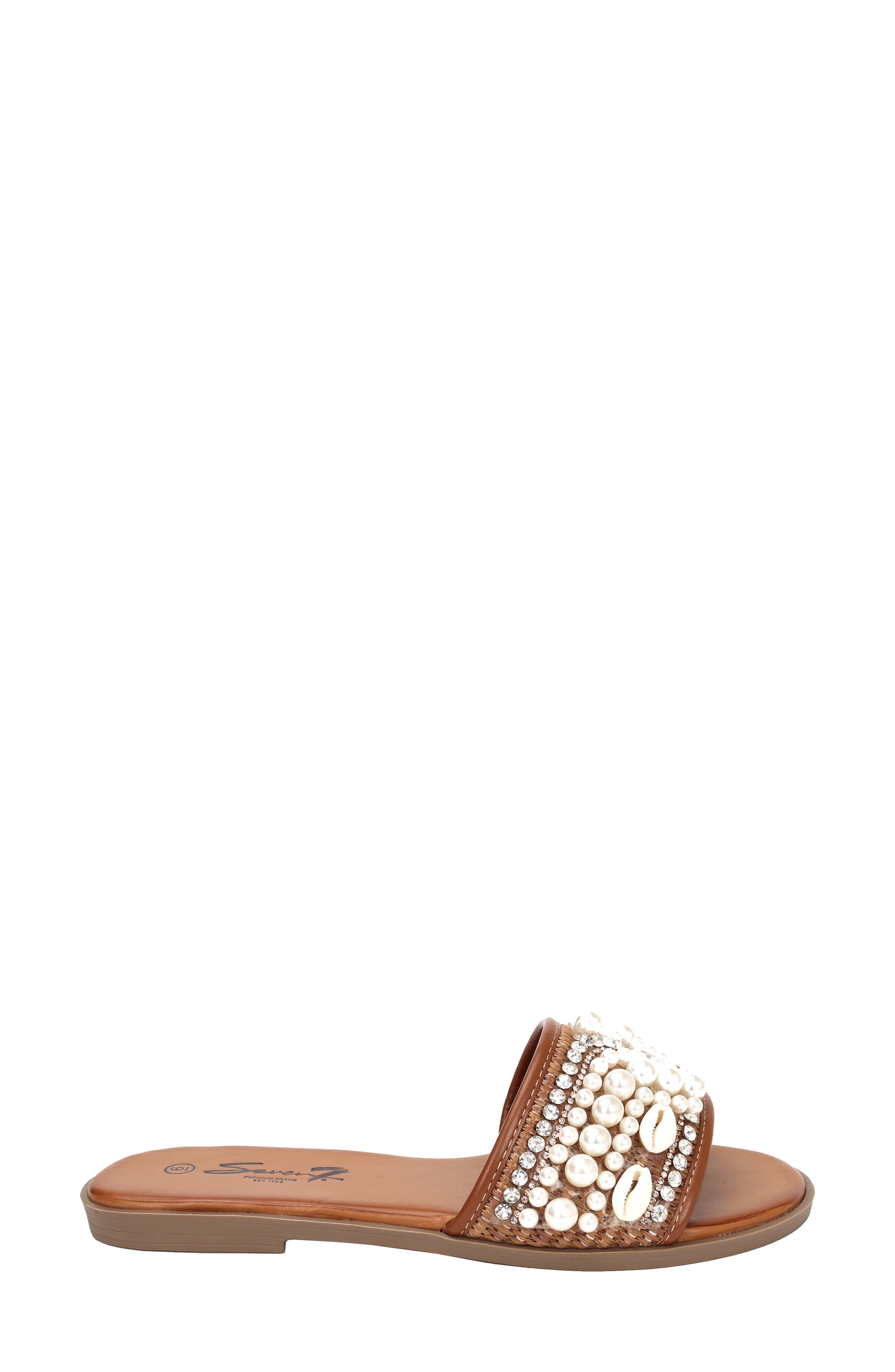 Embellished Slide Sandal, Alternate, color, COGNAC