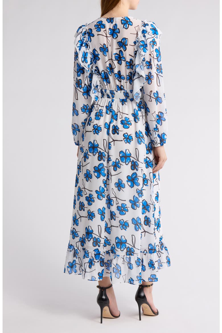 Floral Long Sleeve Maxi Dress, Alternate, color, BLUE FLORAL