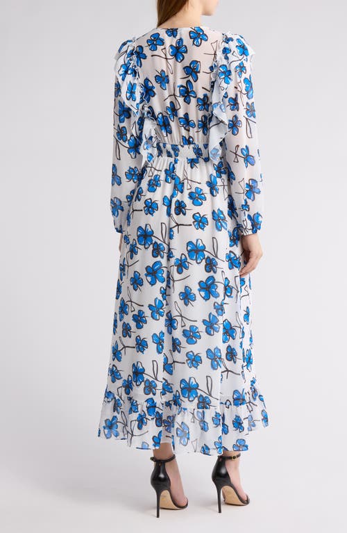 Area Stars Floral Long Sleeve Maxi Dress In Blue Floral