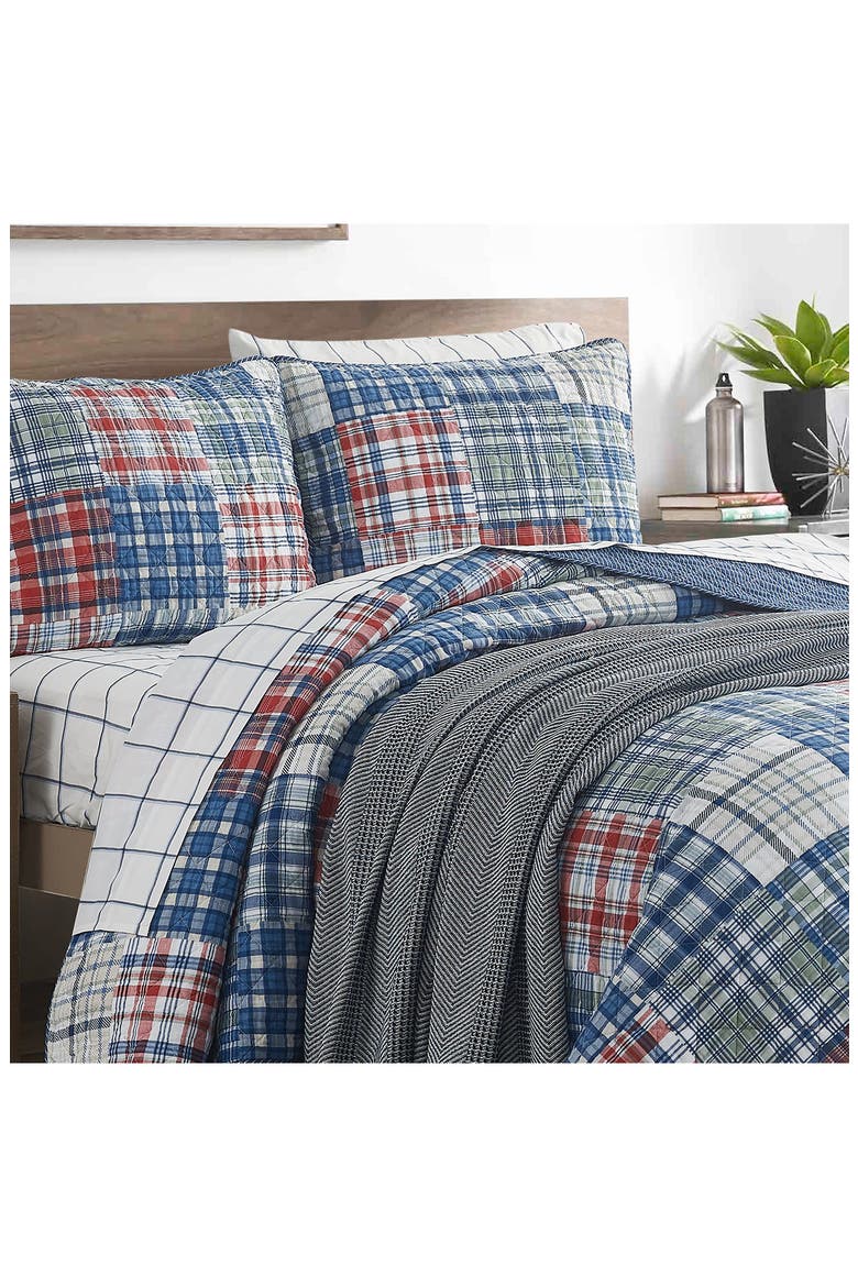 Raeford Open Dark Blue Quilt Set, Alternate, color, BLUE MULTI