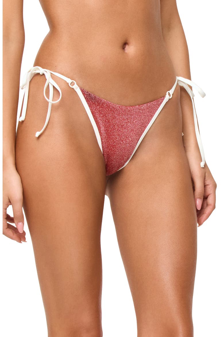 Banning Full Coverage Side Tie Bikini Bottoms, Alternate, color, REDWOOD/ CREAM