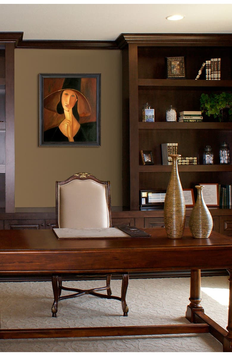 OVERSTOCK ART Portrait of Woman in Hat - Framed Oil reproduction of an original painting by Amedeo Modigliani, Alternate, color, 