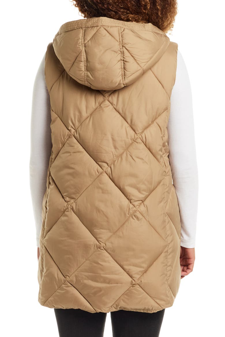 Water Resistant Quilted Hooded Vest, Alternate, color, KHAKI