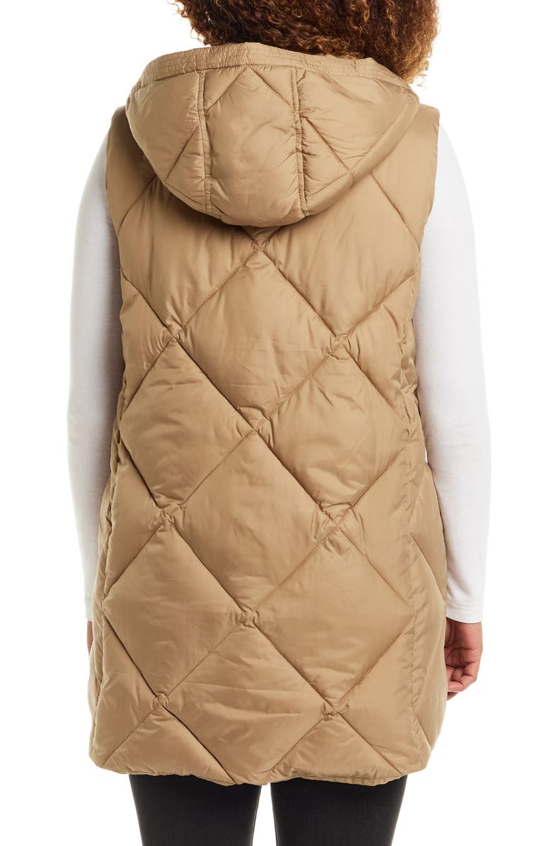 Gallery Water Resistant Quilted Hooded Vest, Alternate, color, Khaki