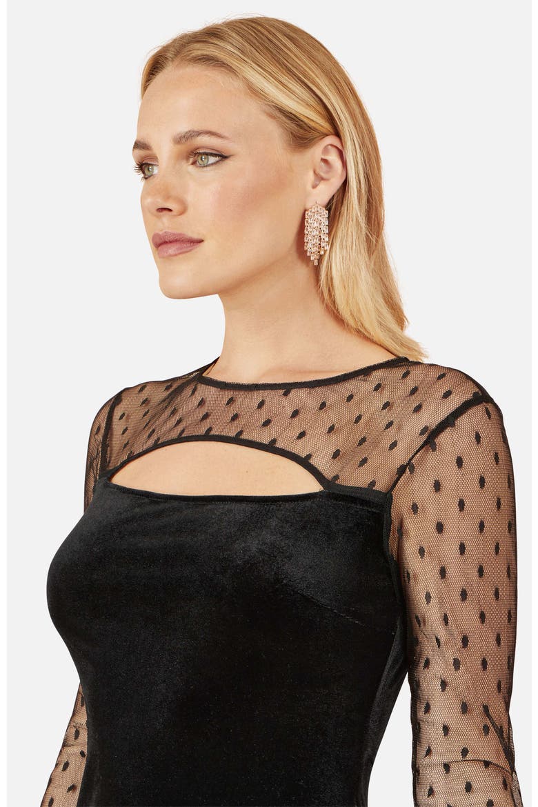 Velvet With Slash Neckline Midi Dress, Alternate, color, Black