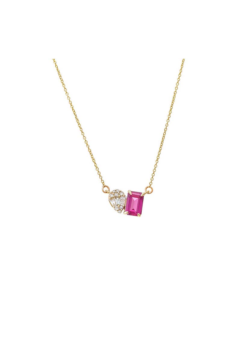 Diamond X Ruby Toi E Moi Necklace 14K, Main, color, Ruby Red