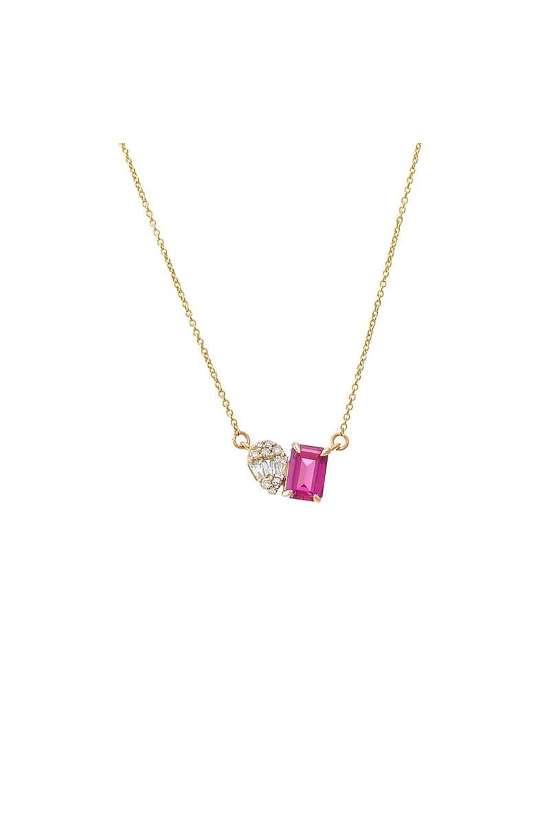 BY ADINA EDEN Diamond X Ruby Toi E Moi Necklace 14K, Main, color,