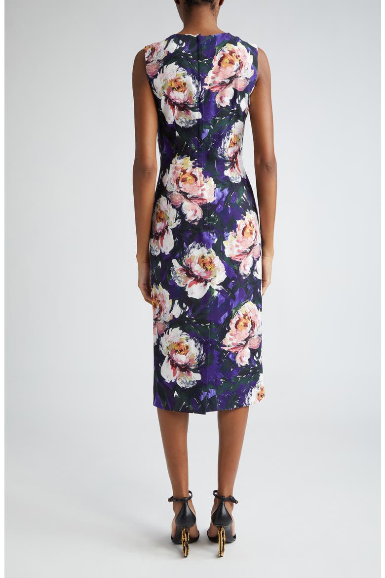 Peony Print Stretch Cady Sheath Dress, Alternate, color, HP4YCPEONIE PITT.F.VIOLA