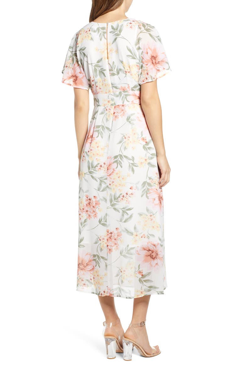 Floral Print Midi Dress, Alternate, color, IVORY EDITH FLORAL