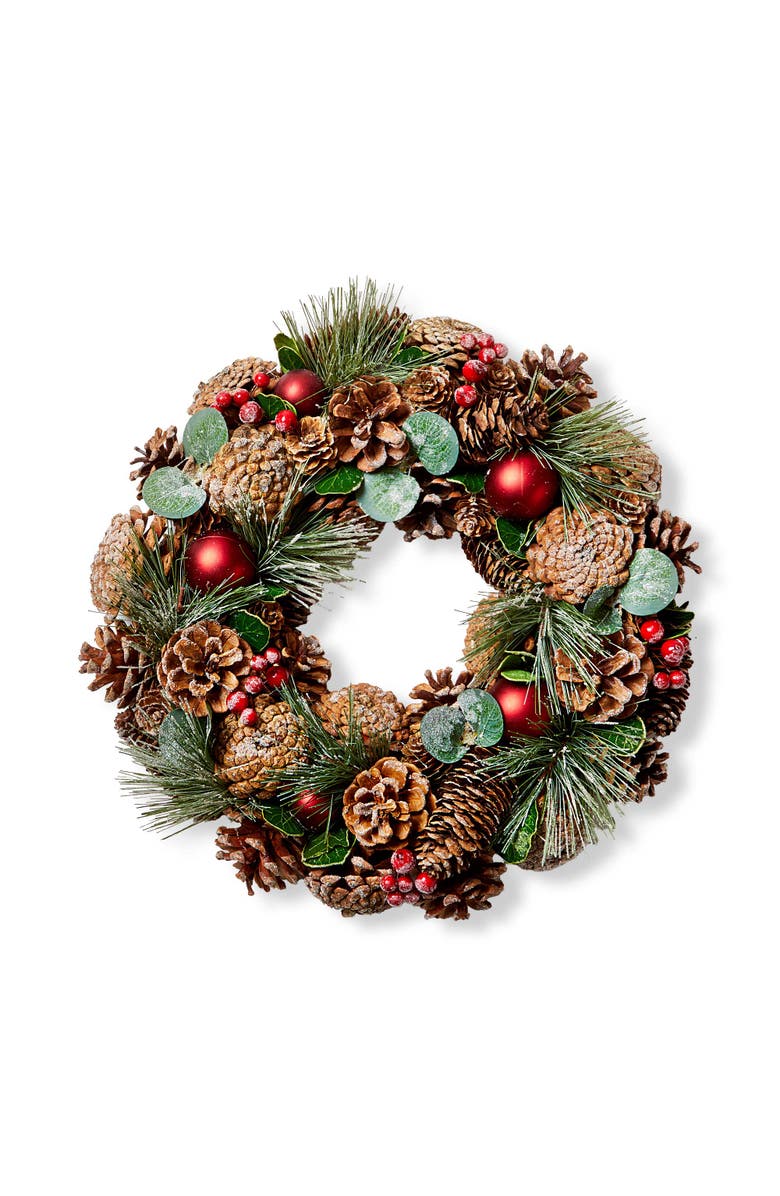 tag Holiday Pinecone Wreath - Artificial Christmas Decor, Main, color, Brown