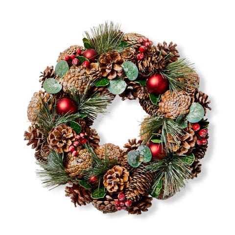 Holiday Pinecone Wreath - Artificial Christmas Decor