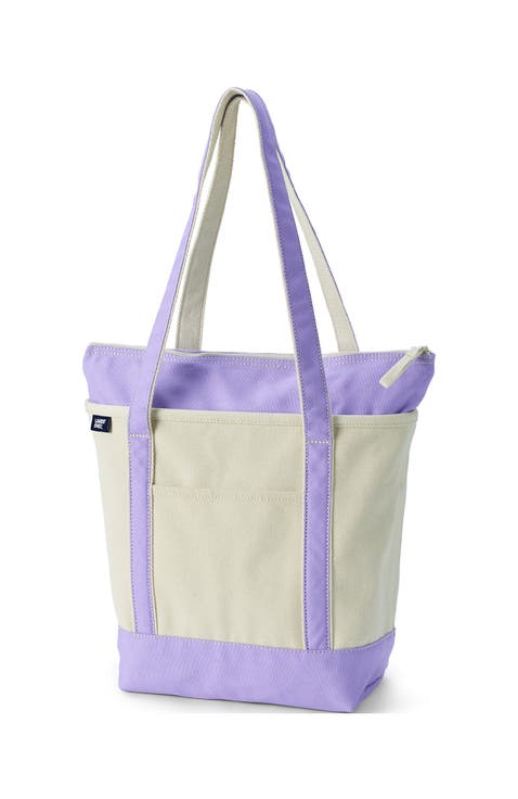 Zip Top Long Handle Canvas Tote Bag