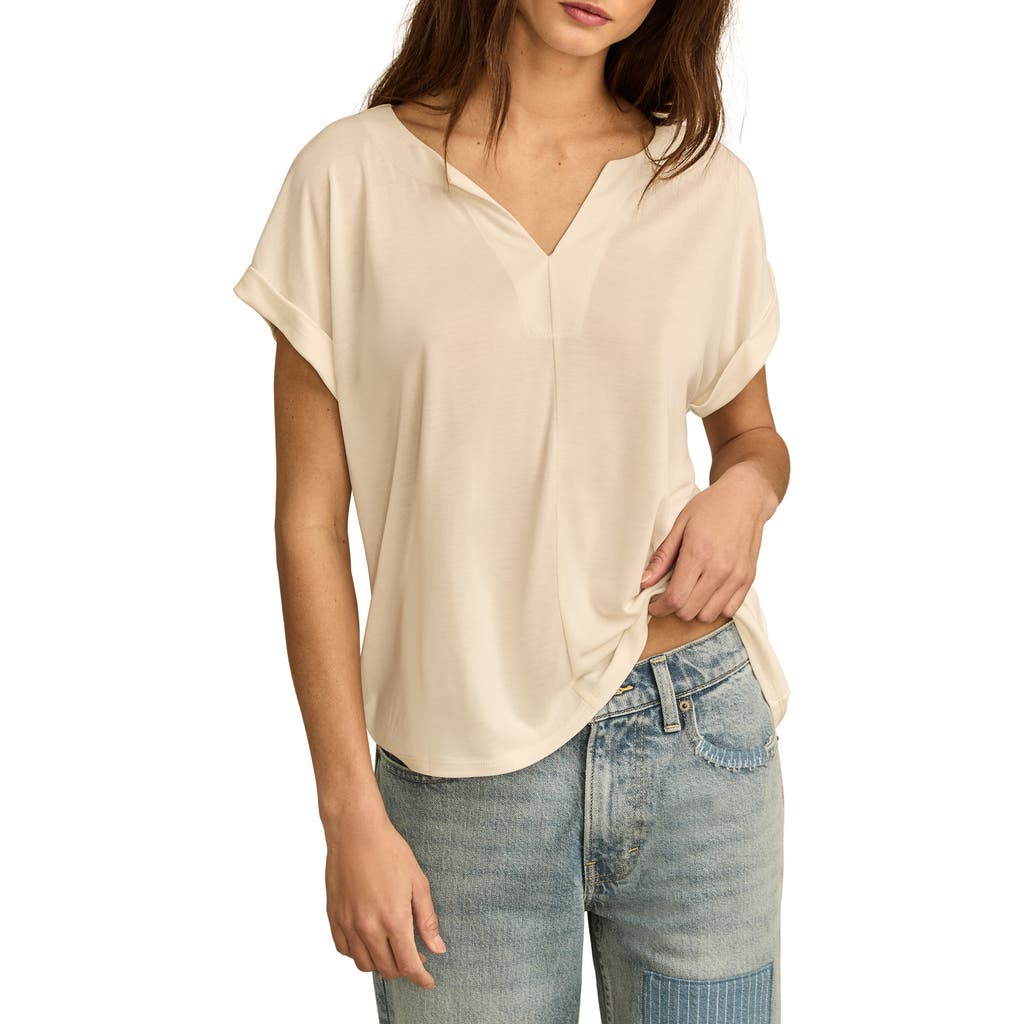 LUCKY BRAND LUCKY BRAND SANDWASHED NOTCH NECK T-SHIRT