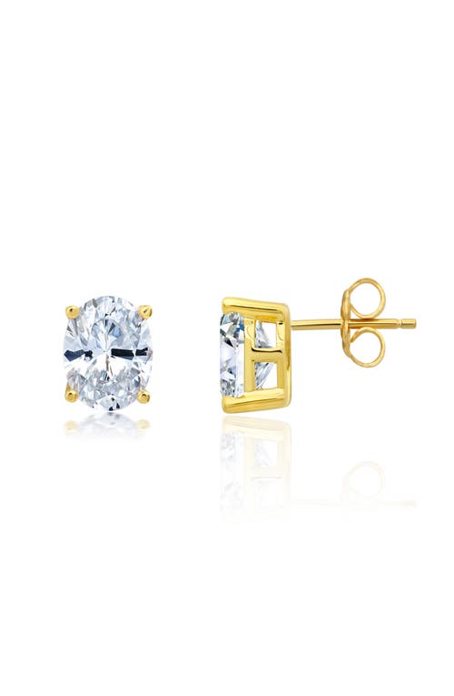 Crislu Oval Cut Cubic Zirconia Stud Earrings In Gold