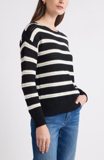 Open Stitch Cotton Blend Sweater