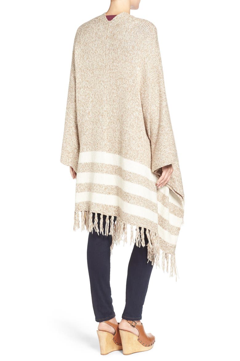 Fringe Poncho Cardigan, Alternate, color, MUSHROOM MULTI