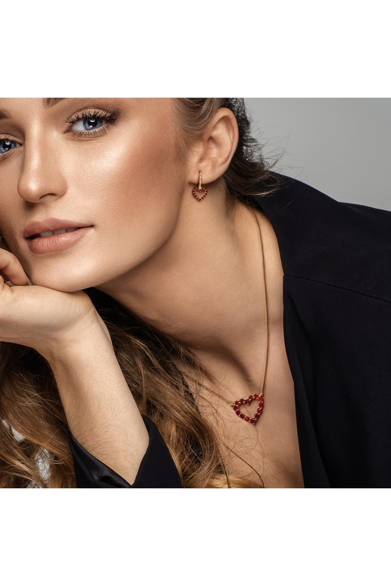 2-Piece Set Garnet Heart Earrings & Necklace, Alternate, color, Garnet